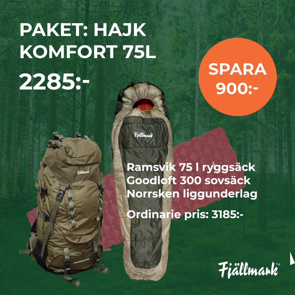 PAKET: Hajk komfort 75l